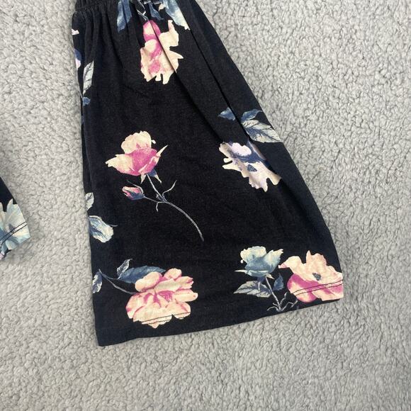 American Rag Women's Small Black Flower Rayon Spandex Long Sleeve Blouse - Picture 12 of 12